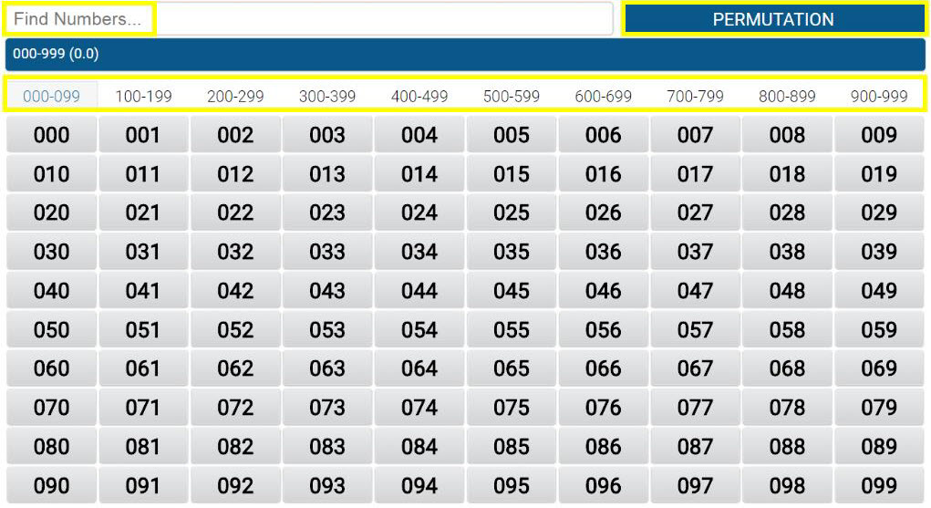 000 999 Number Chart